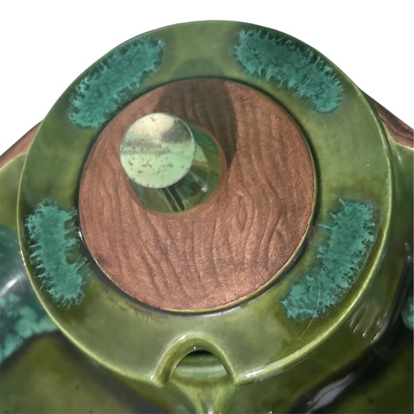 Vintage California Pottery 663 MCM Chip Dip Serving Platter Tray Ceramic Green - Picture 8 of 14